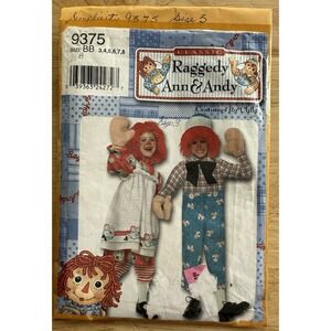 Simplicity Pattern 9375 Toddler & Child's Raggedy Ann & Andy Costume Cut To Sz 3